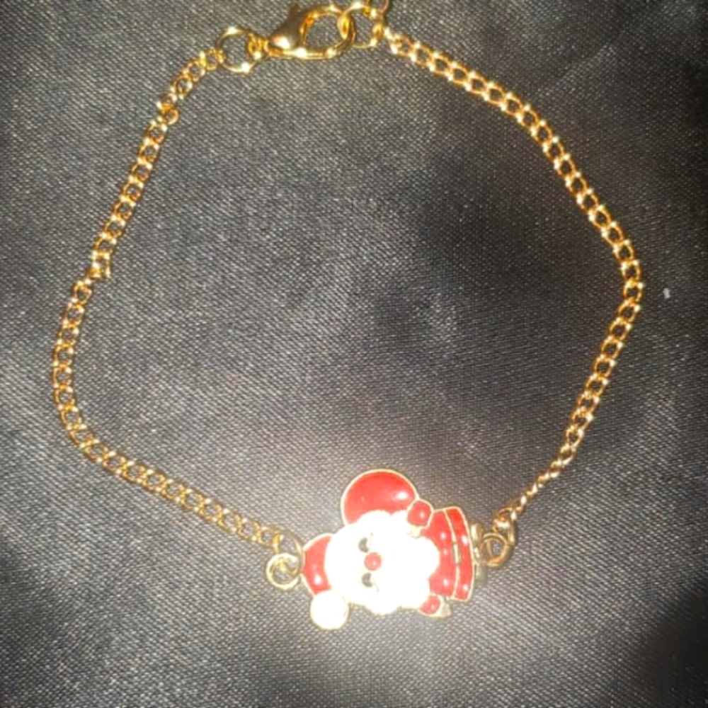 Christmas Santa gold tone bracelet